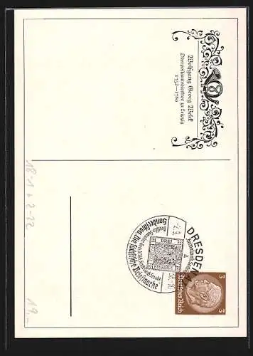 Künstler-AK Wolfgang Georg Welck, Oberpostamtdirektor zu Leipzig, 1752-1780, Ganzsache
