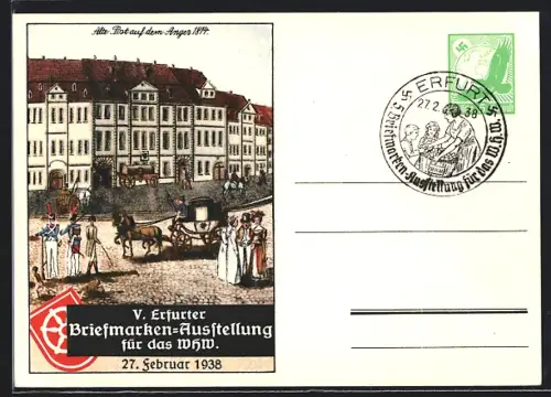 AK Erfurt, V. Briefmarken-Ausstellung 27.2.1938 für das WHW Winterhilfswerk, Alte Post, Ganzsache