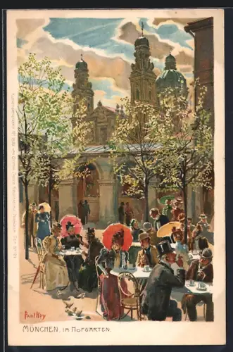 Künstler-AK P. Hey: München, Im Hofgarten