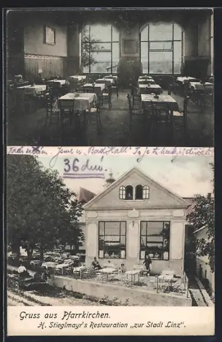 AK Pfarrkirchen, Restaurant zur Stadt Linz, Innenansicht