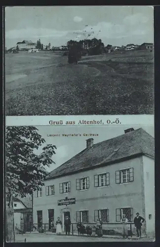 AK Altenhof /O.-Ö., Leopold Mayrhofers Gasthaus, Ortsansicht