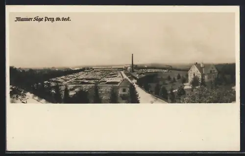 AK Perg /Ob. Oest., Manner Säge mit Strassenpartie