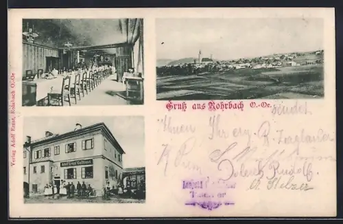 AK Rohrbach /O.-Oe., Gasthaus Adolf Ernst, Innenansicht, Teilansicht