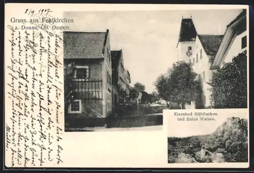 AK Feldkirchen an der Donau, Ruine Walsee, Ortspartie an der Kirche