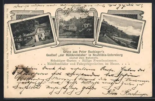 AK Neufelden-Unternberg, Gasthof zur Mühlkreisbahn, Strassenpartie, Ortspartie