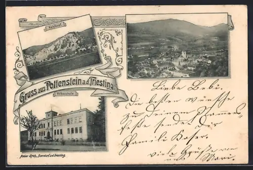 AK Pottenstein a. d. Triesting, Teilansicht, Kahlkopf, Volkshochschule