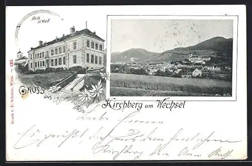 AK Kirchberg am Wechsel, Neue Schule, Ortsansicht