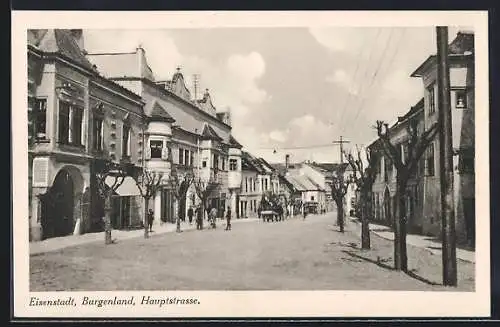 AK Eisenstadt, Hauptstrasse mit Passanten