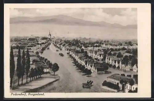 AK Podersdorf /Burgenland, Blick über den Ort und den Neusiedler See