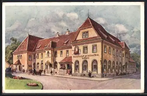 AK Eisenstadt, Hotel Restaurant Cafe zur weissen Rose v. J. Dangl, Pferdekutsche