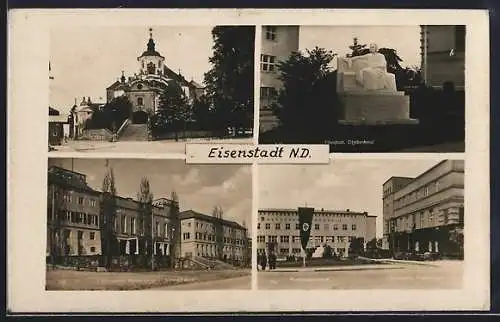 AK Eisenstadt /N. D., Landhaus, Lisztdenkmal, Krankenkasse und 