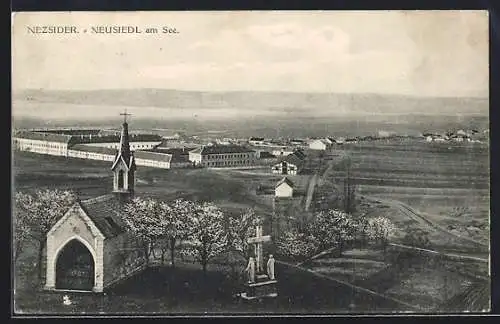 AK Neusiedl am See, Blick von der Kalvarienberg-Kapelle auf das Schloss