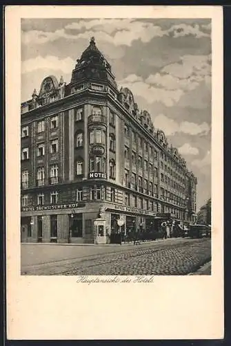 AK Wien, Hotel Sächsischer Hof, Taborstrasse 46 a, Strassenbahn