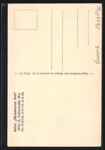 AK Wien, Hotel Sächsischer Hof, Taborstrasse 46 a, Strassenbahn