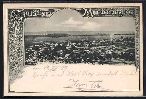 AK Munderfing /O.-Öst., Totalansicht aus der Vogelschau