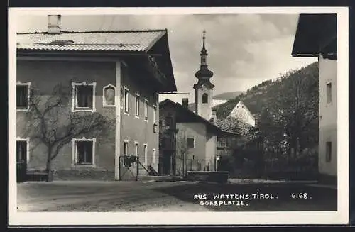 AK Wattens /Tirol, Goasplatzl und Blick zur Kirche