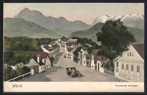 AK Enzenreith /N.-Oe., Wörth, Auto auf einer Strasse im Ort