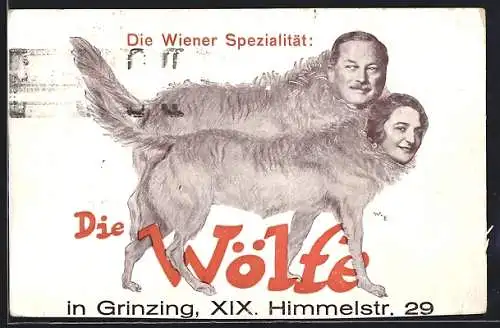 AK Wien, Grinzing, Gasthaus Die Wölfe von Franz Wolf, Himmelstrasse 29