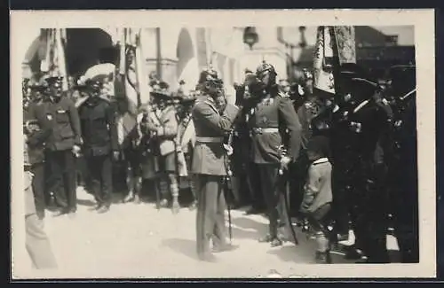 Foto-AK Berchtesgaden, Kronprinz Rupprecht von Bayern in Uniform beim festlichen Umzug