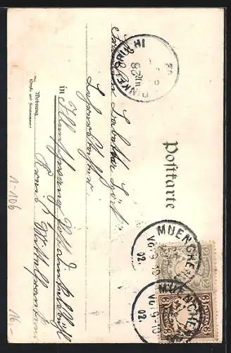 Künstler-AK Bayerin in Tracht mit Herzportrait König Ludwig II., Gedicht