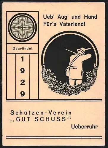 AK Essen-Überruhr, Schützenverein Gut Schuss von 1929, Jäger zielt auf die Zielscheibe