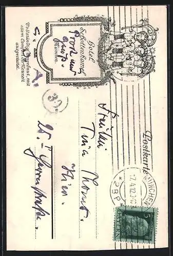 Künstler-AK Handgemalt sign. Carl O. Arends: Rosengesteck in einem Pflanzenkübel