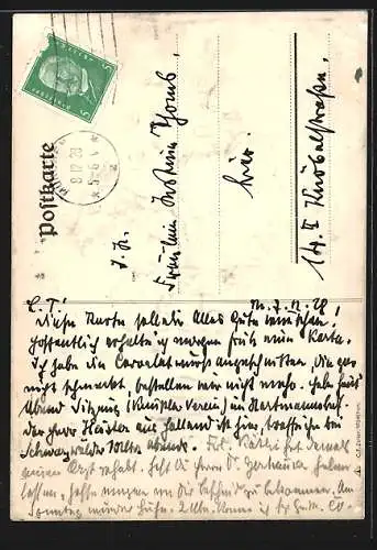 Künstler-AK Handgemalt sign. Carl O. Arends: Bunter Blumenstrauss in einer Vase, Genesungswünsche
