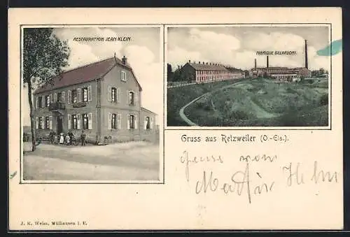 AK Retzweiler /O.-Els., Restaurant Jean Klein, Fabrique Gillardoni