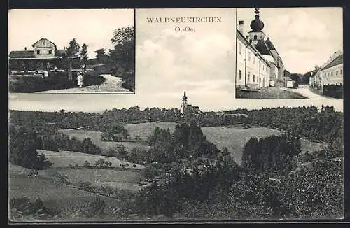 AK Waldneukirchen, Kneipp-Kuranstalt, Strassenpartie im Ort