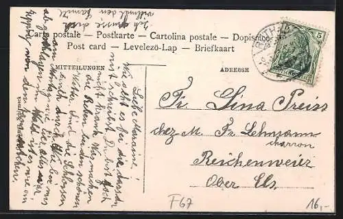 AK Rothau, Geschäftshaus Emil Zittel, Ortsansicht