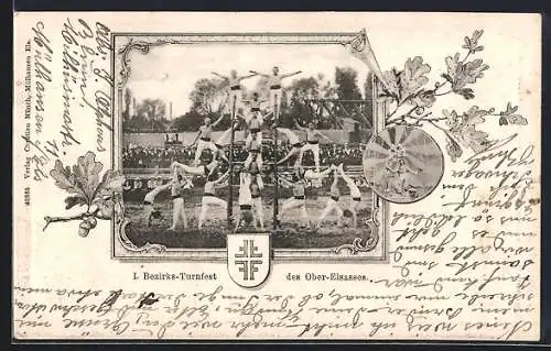 AK Mülhausen, I. Bezirks-Turnfest des Ober-Elsasses, Menschliche Pyramide