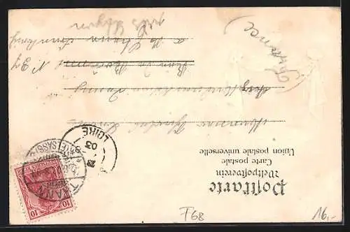 Lithographie Thann i. Els., Hauptstrasse im Wappen-Passepartout