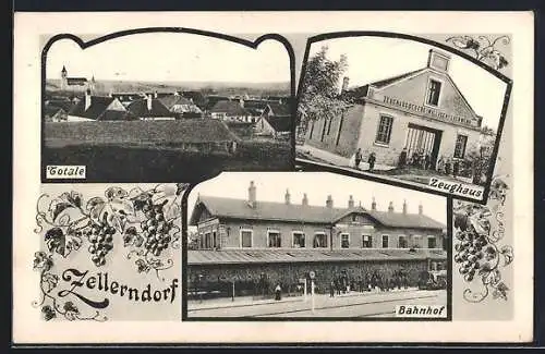 AK Zellerndorf, Bahnhof, Zeughaus, Totale