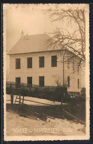 AK Ulrichsberg /O. Oe., Die Schule Schöneben im Winter