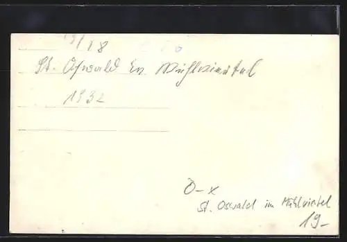 Foto-AK St. Oswald bei Freistadt, Die Anwohner bei der religiösen Prozession, 1932