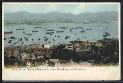 AK Hongkong, View of the Harbor between the city and Kowloon