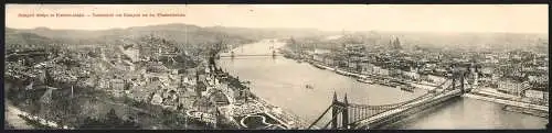 Klapp-AK Budapest, Totalansicht mit der Elisabethbrücke