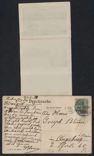 Leporello-AK Remilly i. Lothr., La Gare, la Grand`Rue, Chateau Maujean, l`Eglise, Cimetière militaire, la Poste