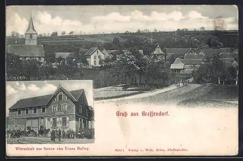 AK Grassendorf, Gasthaus zur Sonne von Franz Bolley, Totalansicht