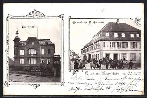 AK Wasselnheim, Gasthaus von M. Ochsenbein, Villa Louisa