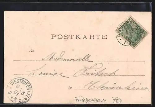 AK Fürdenheim, Gasthaus zum goldenen Hahn, Bes. K. Moder, Pfarrhaus