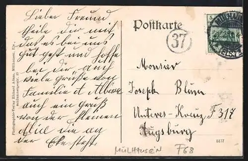 AK Mülhausen, Hôtel zum Fasanen, Bes. Aloys Albisser, Runzstrasse 11