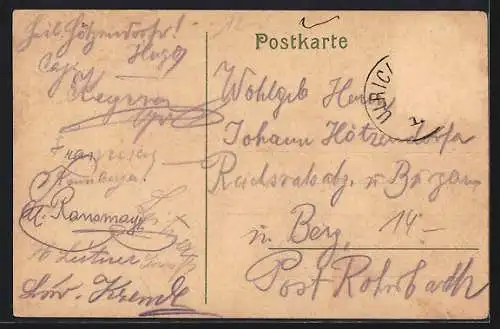 Lithographie Ulrichsberg /Ober-Oesterr., Langthaler`s Gasthaus, Kapelle, Ortsansicht