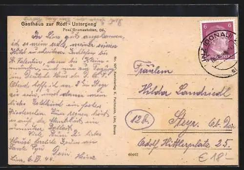 AK Eidenberg /O.-Oe., Untergeng bei Gramastetten, Gasthaus zur Rodl