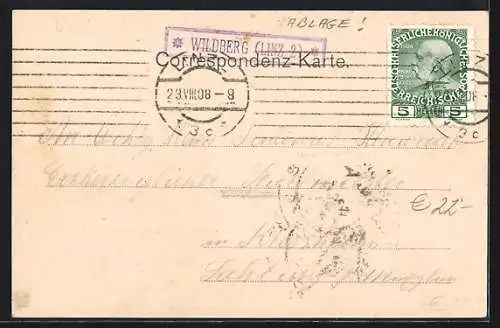 AK Kirchschlag bei Linz, Gruss aus Wildberg, Jelinek`s Gasthaus zur Pfeife, Schloss