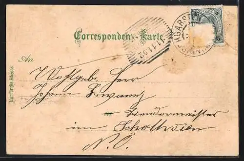 Lithographie Windischgarsten /O.Ö., Marktplatz, Gleinkersee, Totalansicht mit Pyhrgas