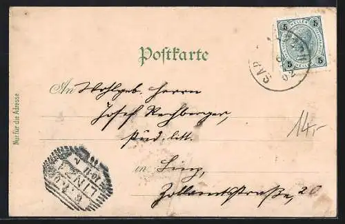 AK Sarleinsbach /O. Ö., Geschäftshaus Hieronimus Ecker am Platz