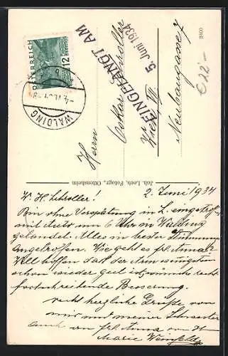 AK Walding /Ob.-Öst., Grünberger`s Gasthaus zur Post, Totalansicht