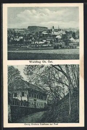 AK Walding, Georg Grubers Gasthaus zur Post, Ortsansicht
