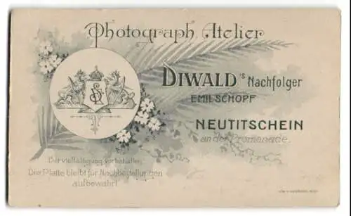 Fotografie Diwald`s Nachf., Neutitschein, Monogramm des Fotografen im klg. Wappen